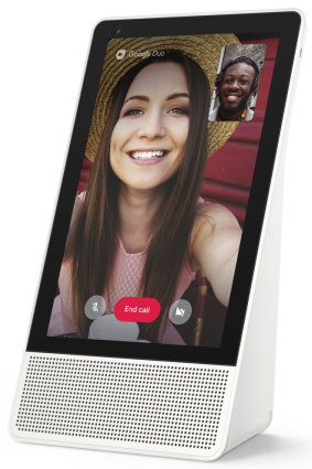 For video calls, the display can sit in landscape of portrait orientations.