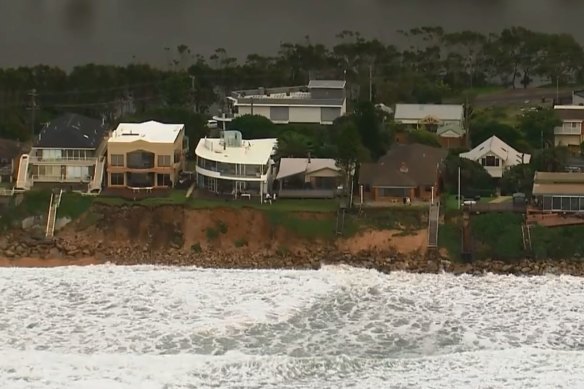 Erosion at Wamberal Beach on Friday morning.