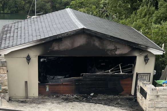 The Hunters Hill garage was damaged and two cars destroyed.