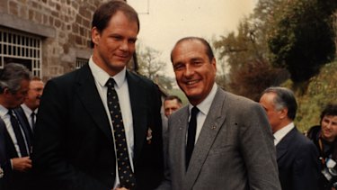 Peter Fitzsimons with Jacques Chirac in France.