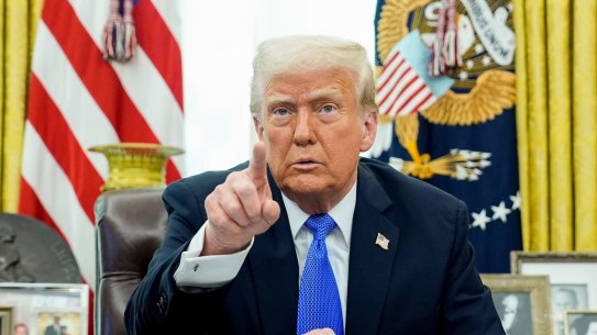 US President Donald Trump speaks in the Oval Office of the White House.
