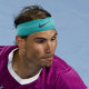 Rafael Nadal of Spain plays a forehand return to Karen Khachanov of Russia during their third round match at the Australian Open.