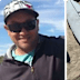 Mel Ismail (left) and the damage done to his board in the shark attack.
