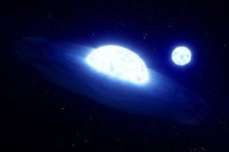 An artist’s impression of the HR 6819 “vampire” star system.