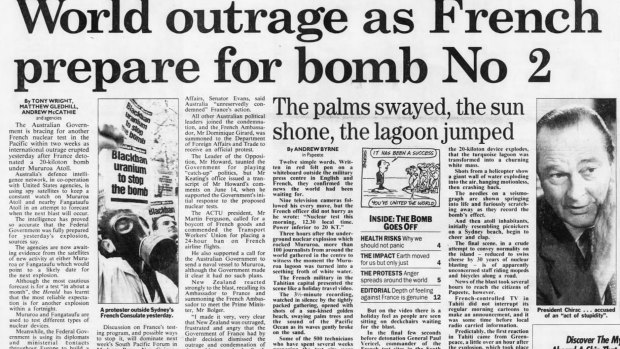 The Sydney Morning Herald coverage of the decision by Jacques Chirac to resume nuclear testing in the Pacific in 1995.