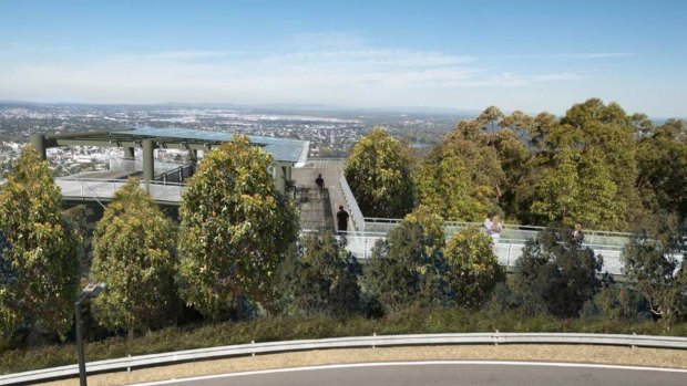 A concept image of the planned new viewing platform at Mt Coot-tha.