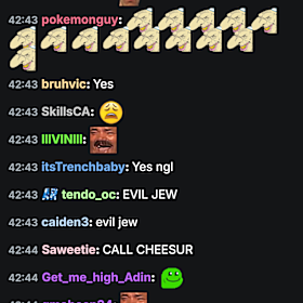 One of the antisemitic emotes used on Kick.com, now banned following questions from this masthead.