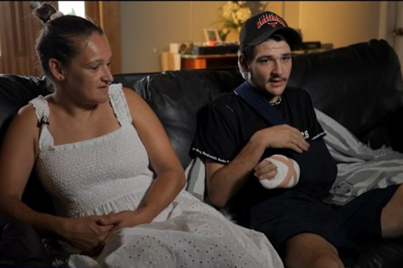 Kaleb Macqueen, pictured alongside his mother Jessica Johnson.