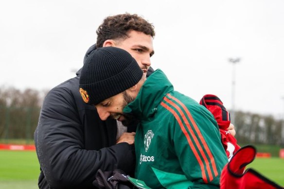Lifelong United fan Nathan Cleary meets Red Devils captain Bruno Fernandes.