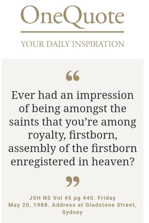 Quote from John S Hales, the former leader of the Plymouth Brethren Christian Church and father of Bruce Hales. Quotes of the day are circulated to employees of Brethren companies as “daily inspiration”.