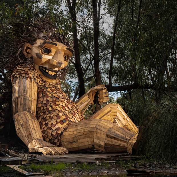 One of Thomas Dambo’s sculptures in Mandurah, south of Perth. 