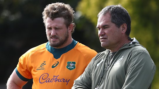 James Slipper (centre) will captain the Wallabies against Wales. 