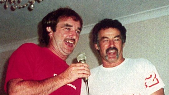 Ivan Milat and his brother Richard singing at a family gathering.