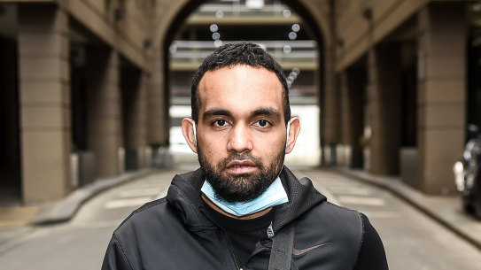 Korey Penny, an Aboriginal man from Western Australia working on Melbourne's Metro Tunnel project, says the was violently attacked by police while riding to work on his bike. 