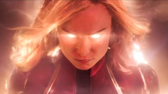 Brie Larson as superhero Captain Marvel.