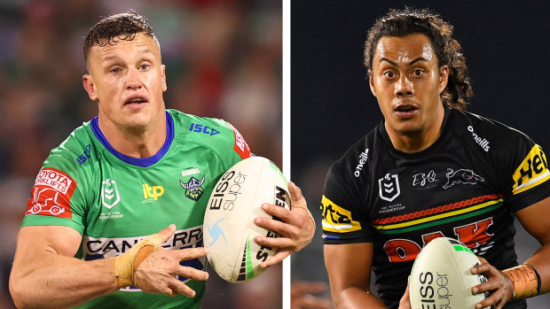 Jack Wighton and Jarome Luai are engaged in a battle for the NSW No.6 jumper.