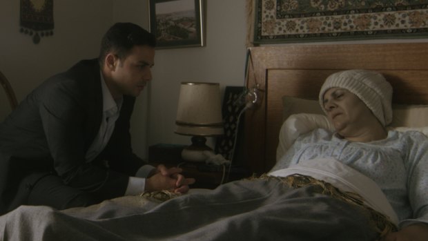 Jamal (Tyler De Nawi) has returned from fighting in Syria to see his dying mother Manal (Helen Chebatte) in A Lion Returns. 