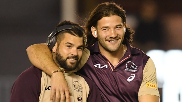 Broncos Adam Reynolds (left) and Pat Carrigan.