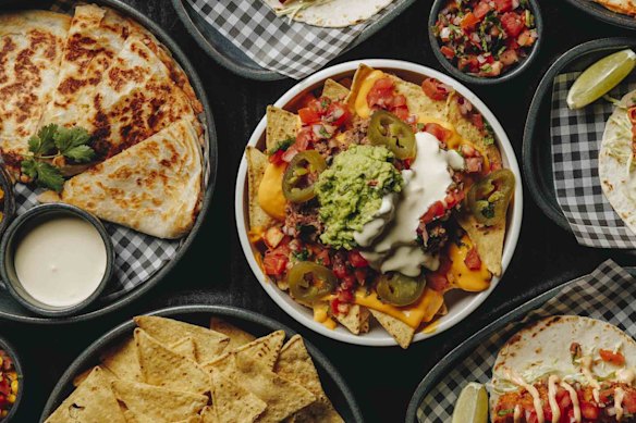 A spread of tacos, nachos and quesadillas from Pocket Bar in Terrigal. 