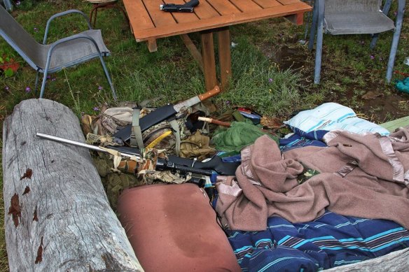 Weapons found at the Trains’ Wieambilla property.