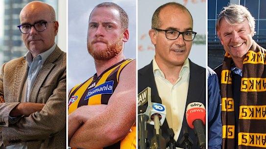 Peter Nankivell, Jarryd Roughead, James Merlino and Andy Gowers