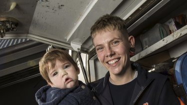 Third-year apprentice plumber, Ketta Jackson (with nine month-old son, Ziggy) wishes she had started in the trade she loves much earlier.