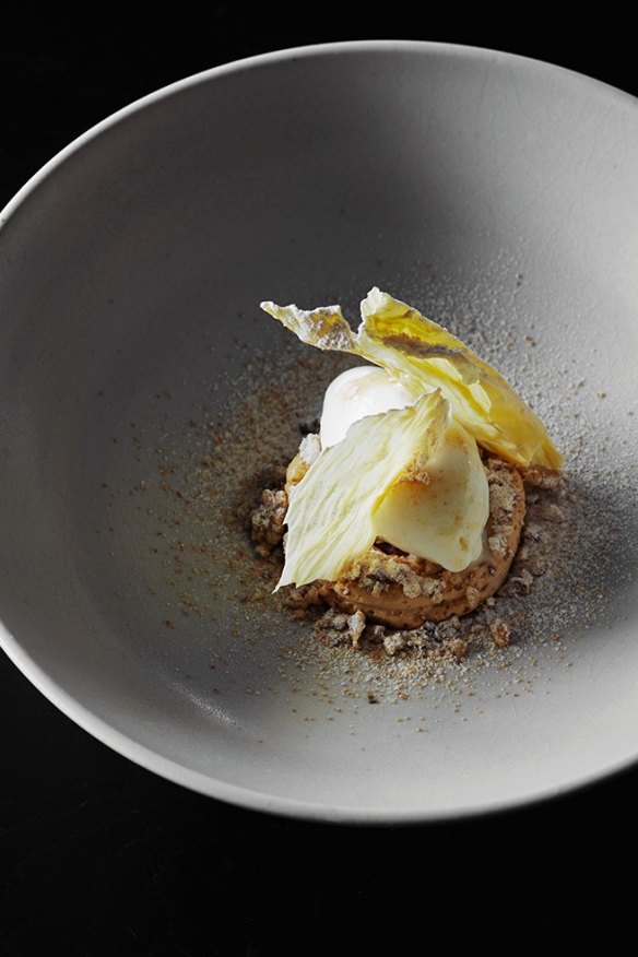 Custard apple, walnut, yuba and miso.