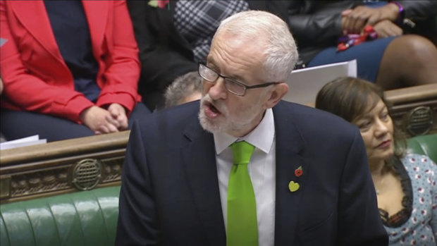 Labour leader Jeremy Corbyn speaks during Prime Minister's Questions.