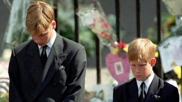 Prince William and Prince Harry at Princess Diana’s funeral in 1997.