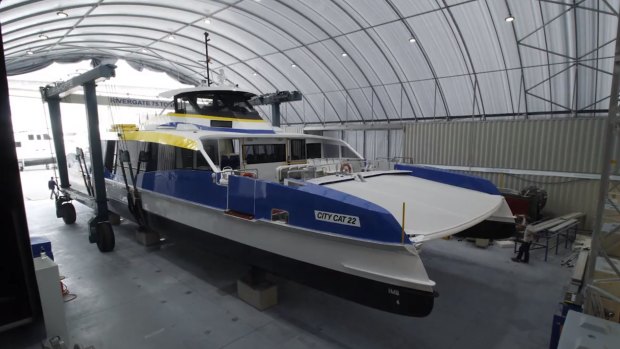 The double-decker CityCat, constructed at a cost of $3.7 million, hit the water on Tuesday morning.