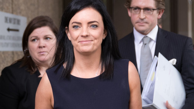 Emma Husar leaves the Federal Court in Sydney on Friday.