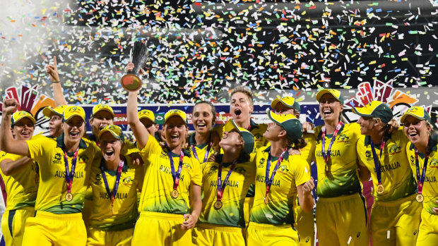 Australia celebrate their victory on Sunday