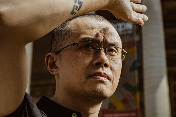 Changpeng Zhao with his Binance tattoo in Paris.