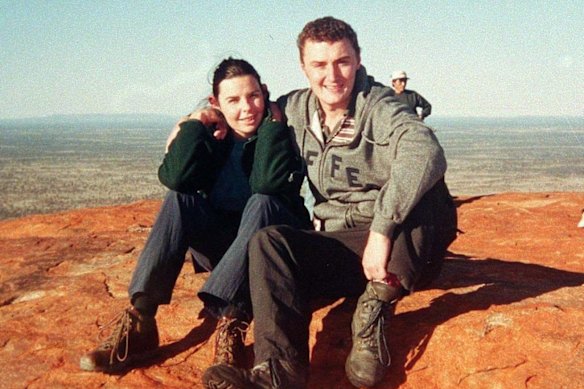 Joanne Lees and Peter Falconio at Uluru on their ill-fated trip through central Australia.