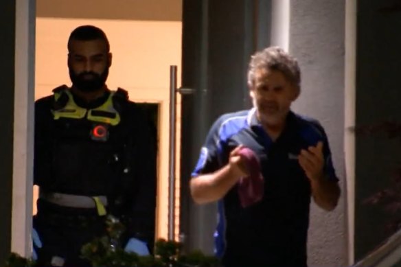 Screengrabs of footage of Joe Lo Bianco, 53, on the evening of his wife’s murder. 