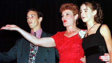 Pauline Hanson launches One Nation in Ipswich in 1997 with son Adam and daughter Lee.