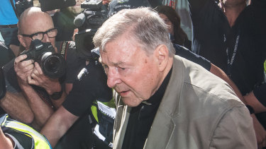 Cardinal George Pell attends the County Court in Melbourne for a pre-sentencing hearing on Wednesday. 