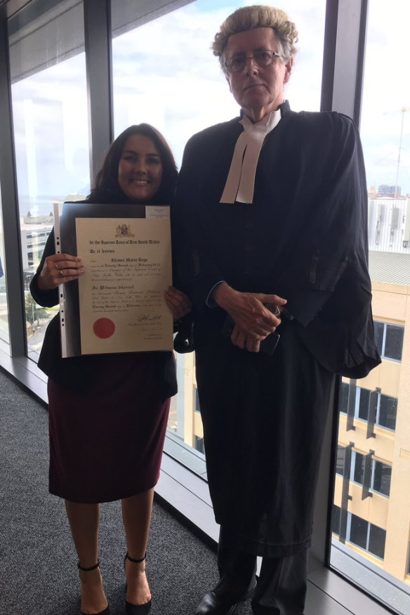 Rego in 2019 with barrister Robert Cavanagh, who employed her while she was still a law student.