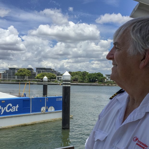 Brisbane Ferry Master Paddy Wills at Hawthorne Ferry Terminal, his home working base for many years.