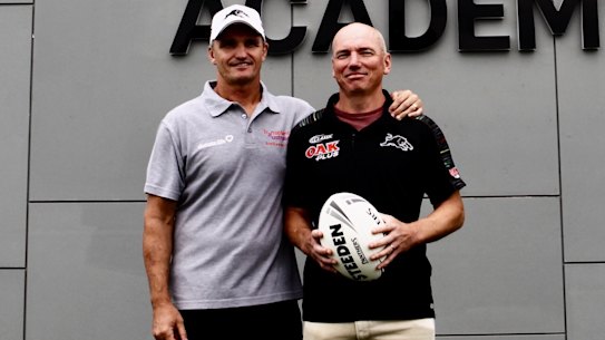 Brothers in arms: Ivan and Ash Cleary at the Panthers academy on Thursday.