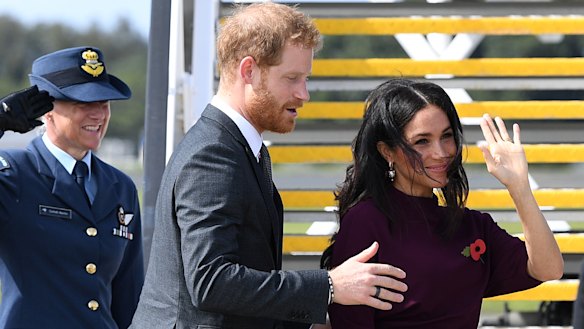 The couple departing Sydney on Sunday morning.