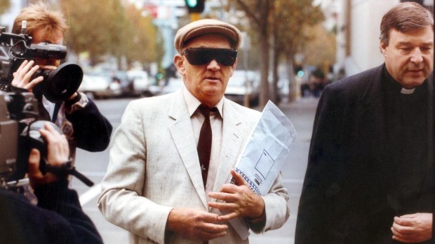 George Pell accompanies paedophile priest Gerald Ridsdale to court in Warrnambool in 1993.