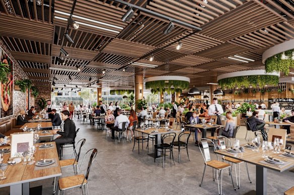 An artist’s impression of what the cafe at the Baulkham Hills development would look like.