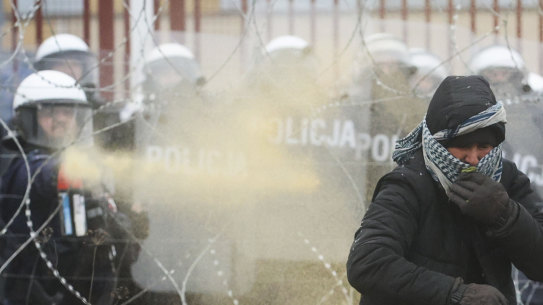 Tear gas was also sprayed at migrants at the Belarus-Poland border in 2021.