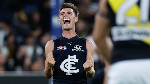 Jagga Smith celebrates after the siren.