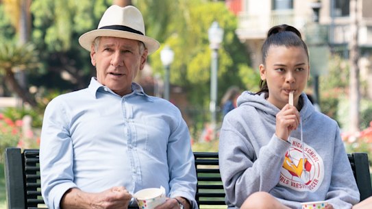 Harrison Ford and Lukita Maxwell in Shrinking.