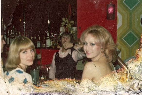Eddie Trigg behind the bar at the Carousel Cabaret, where Juanita Nielsen was last seen alive. Marilyn (later Monet) King is on the right.