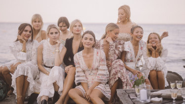 Bambi Northwood-Blyth (front and centre) with fellow aesthetically-pleasing friends in St Tropez with Zimmermann.