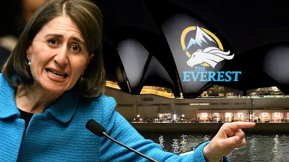 Gladys Berejiklian has instructed the Sydney Opera House to allow its sails to be lit up with colours, numbers and a trophy to promote next Saturday’s Everest horse race. 