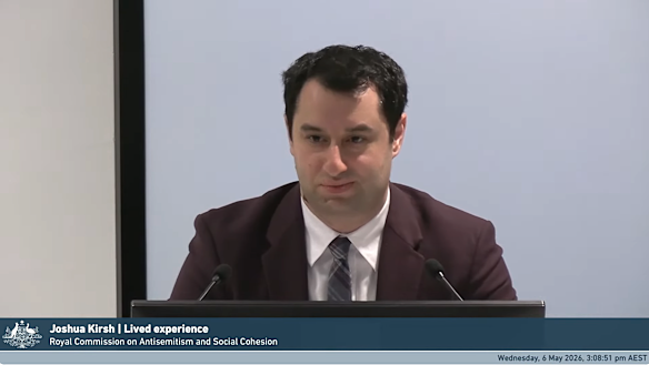 Joshua Kirsh giving his evidence to the royal commission. 